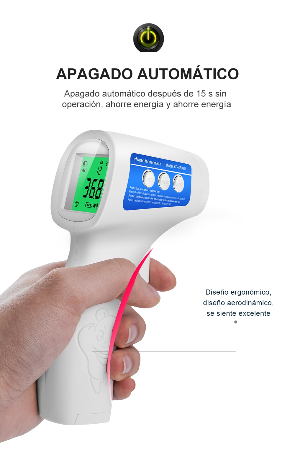 Cofoe-termómetro Digital para la frente, termómetro médico infrarrojo sin contacto, herramienta para medir la temperatura corporal, para bebés y adultos